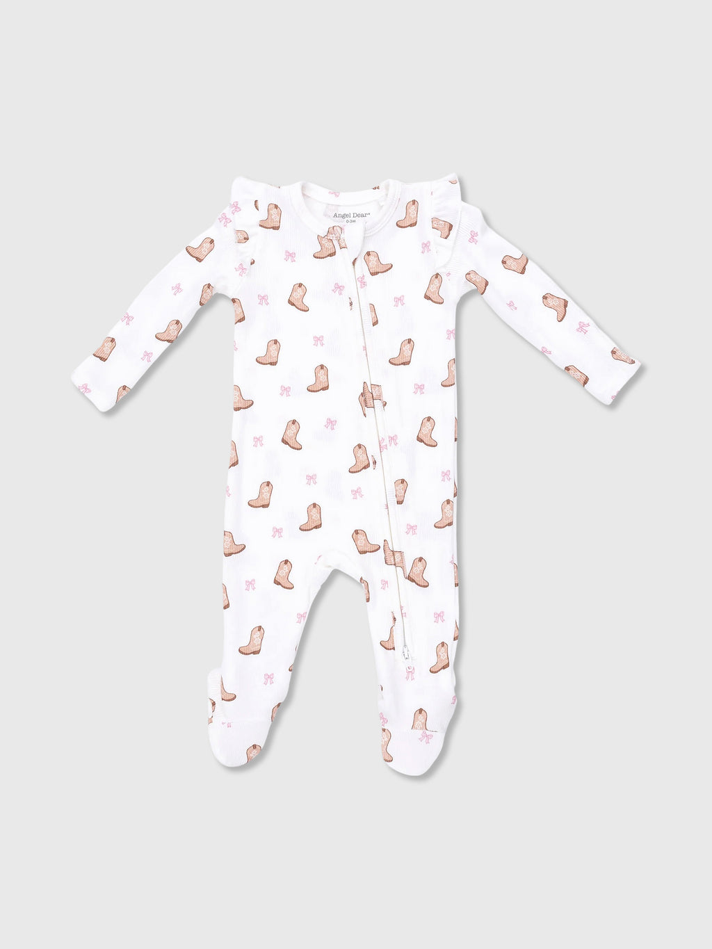 Angel Dear Baby Girls' 2-Way Zipper Ruffle Sleeve Footie