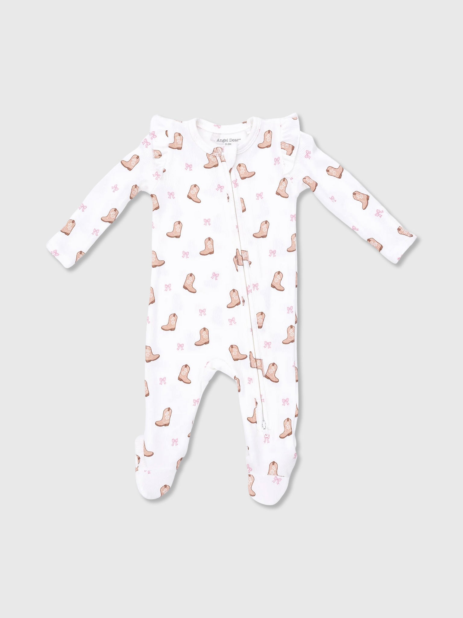 Angel Dear Baby Girls' 2-Way Zipper Ruffle Sleeve Footie