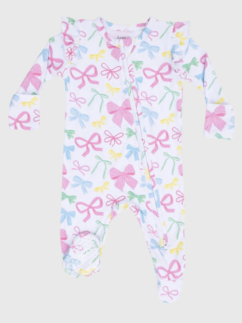 Angel Dear Baby Girls' 2-Way Zipper Ruffle Sleeve Footie