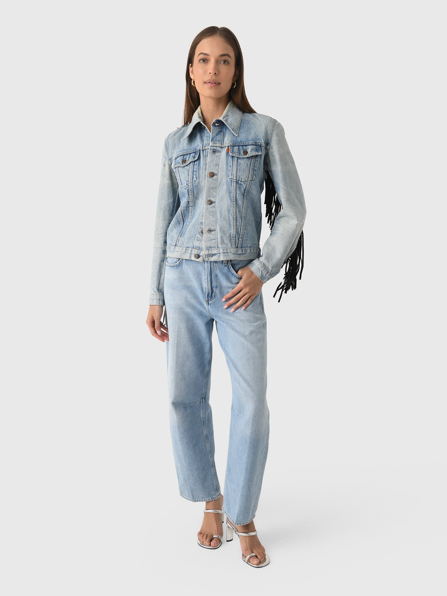 Re/Done Women's Levi's Fringe Trucker Jacket - Saint Bernard