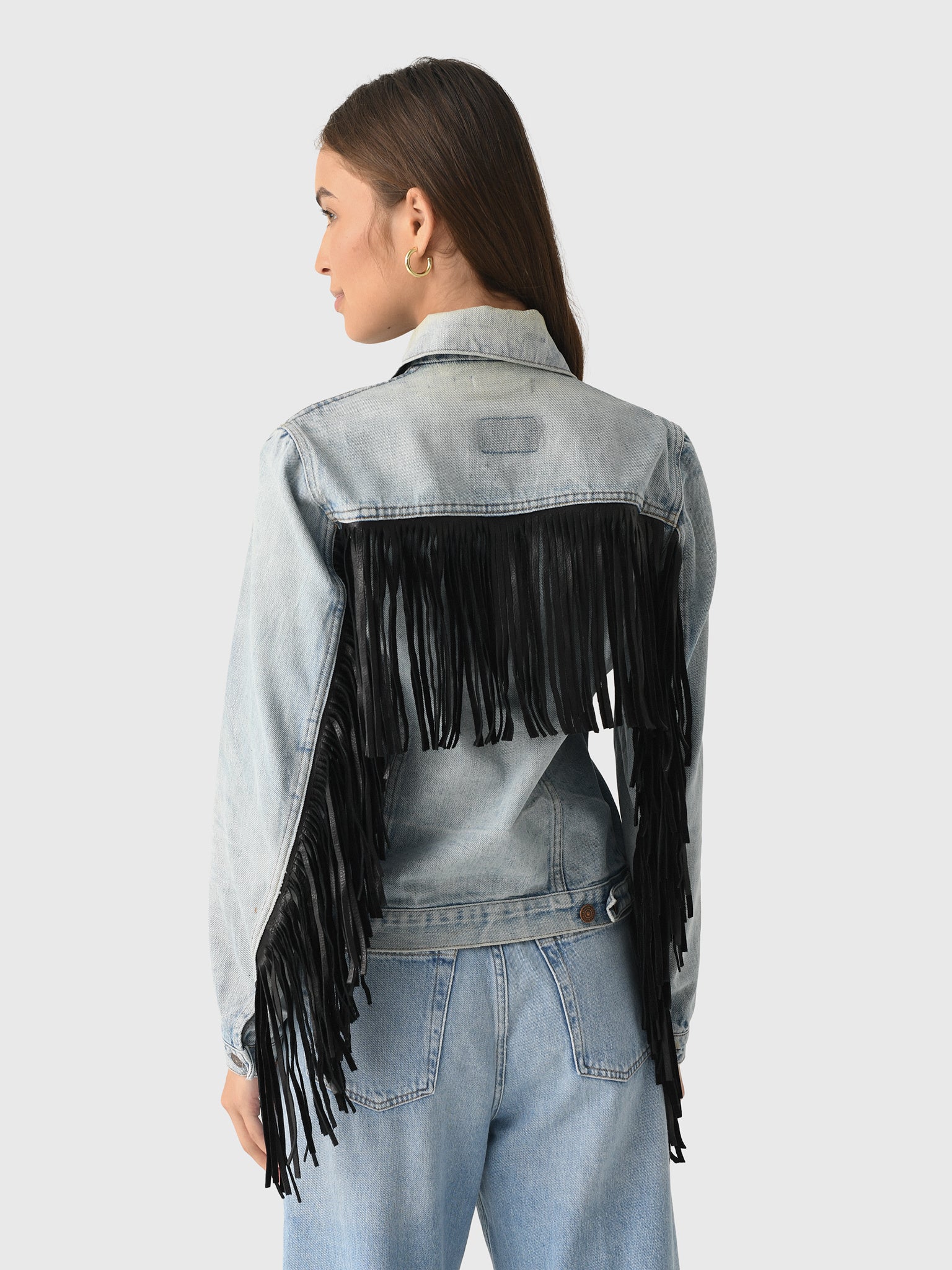 Re/Done Women's Levi's Fringe Trucker Jacket - Saint Bernard