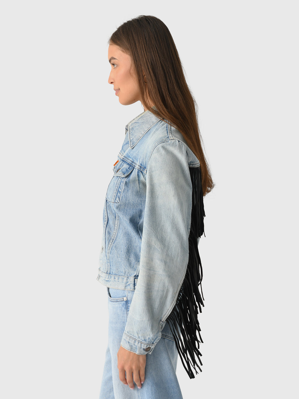 Re/Done Women's Levi's Fringe Trucker Jacket - Saint Bernard