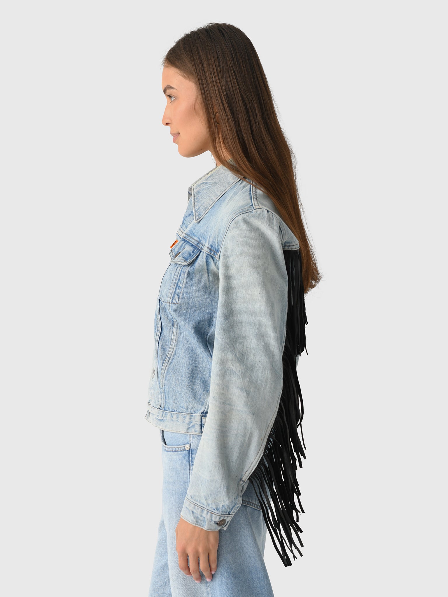 Re/Done Women's Levi's Fringe Trucker Jacket - Saint Bernard