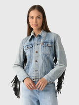 Re/Done Women's Levi's Fringe Trucker Jacket - Saint Bernard
