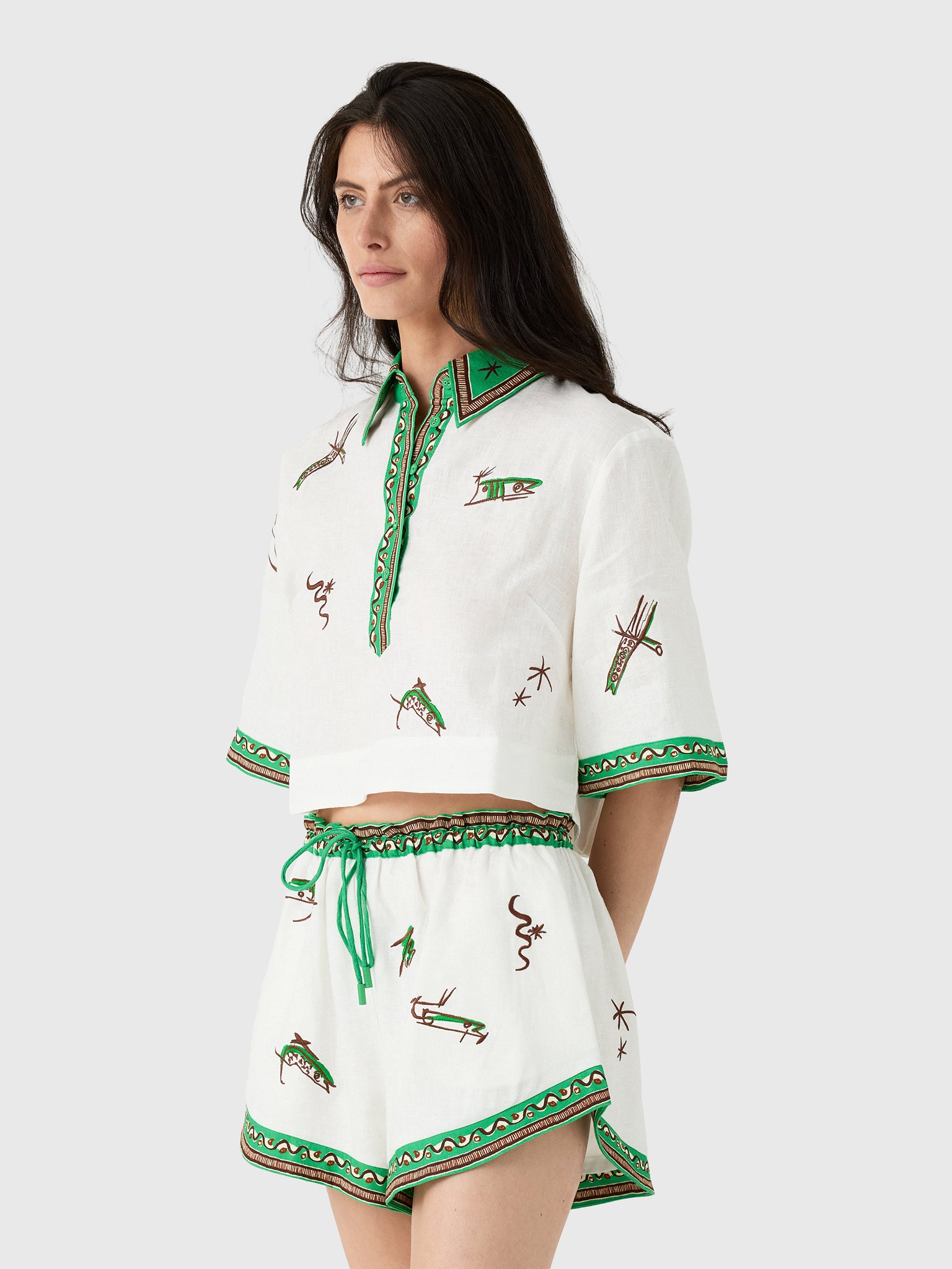 Alemais Women's Wanda Embroidered Shirt - Saint Bernard
