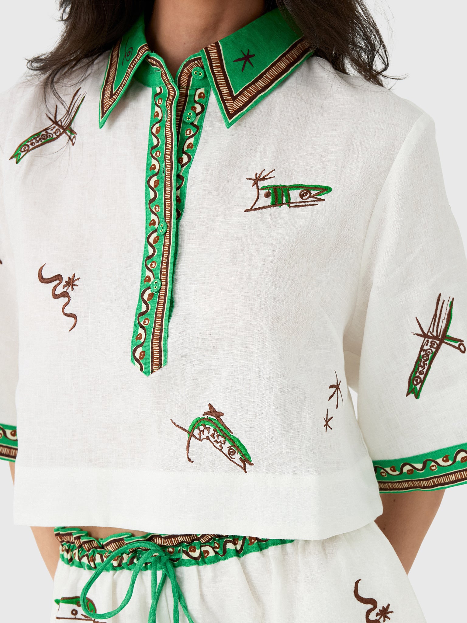 Alemais Women's Wanda Embroidered Shirt - Saint Bernard
