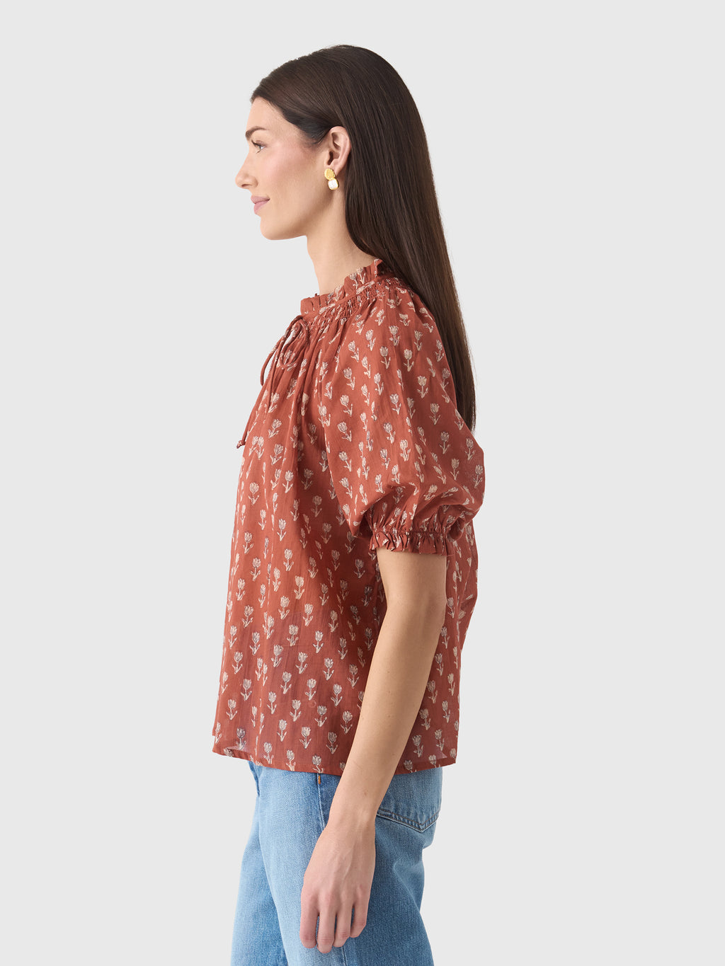 M.A.B.E Women's Ari Print Short Sleeve Top - Saint Bernard
