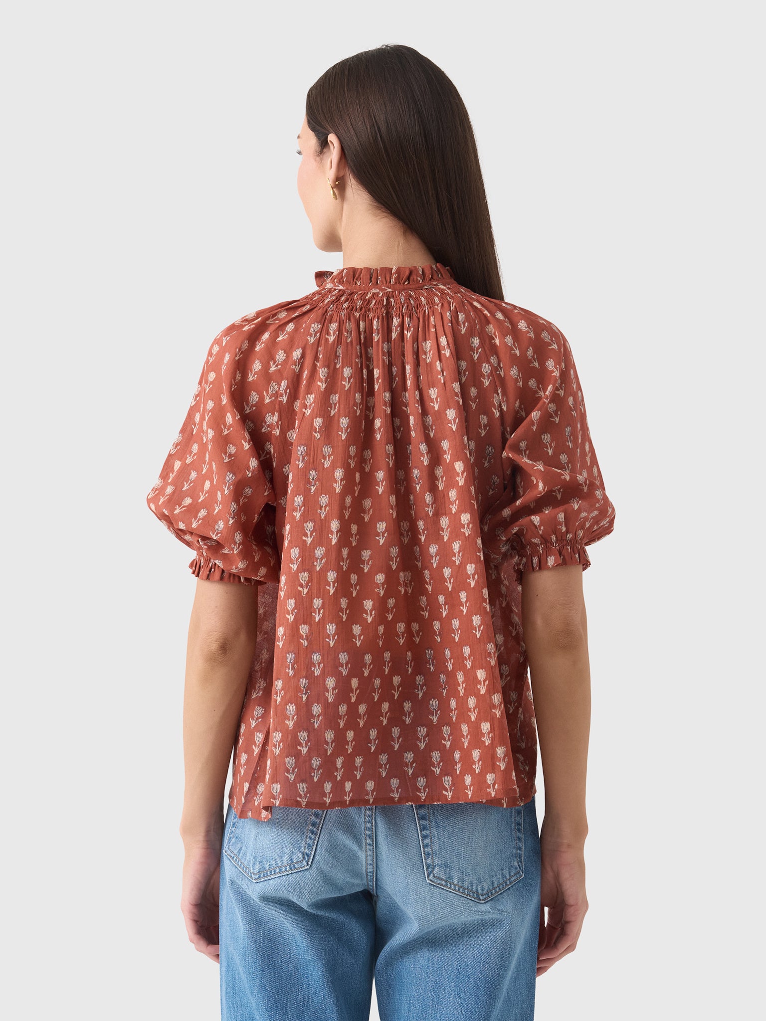 M.A.B.E Women's Ari Print Short Sleeve Top - Saint Bernard