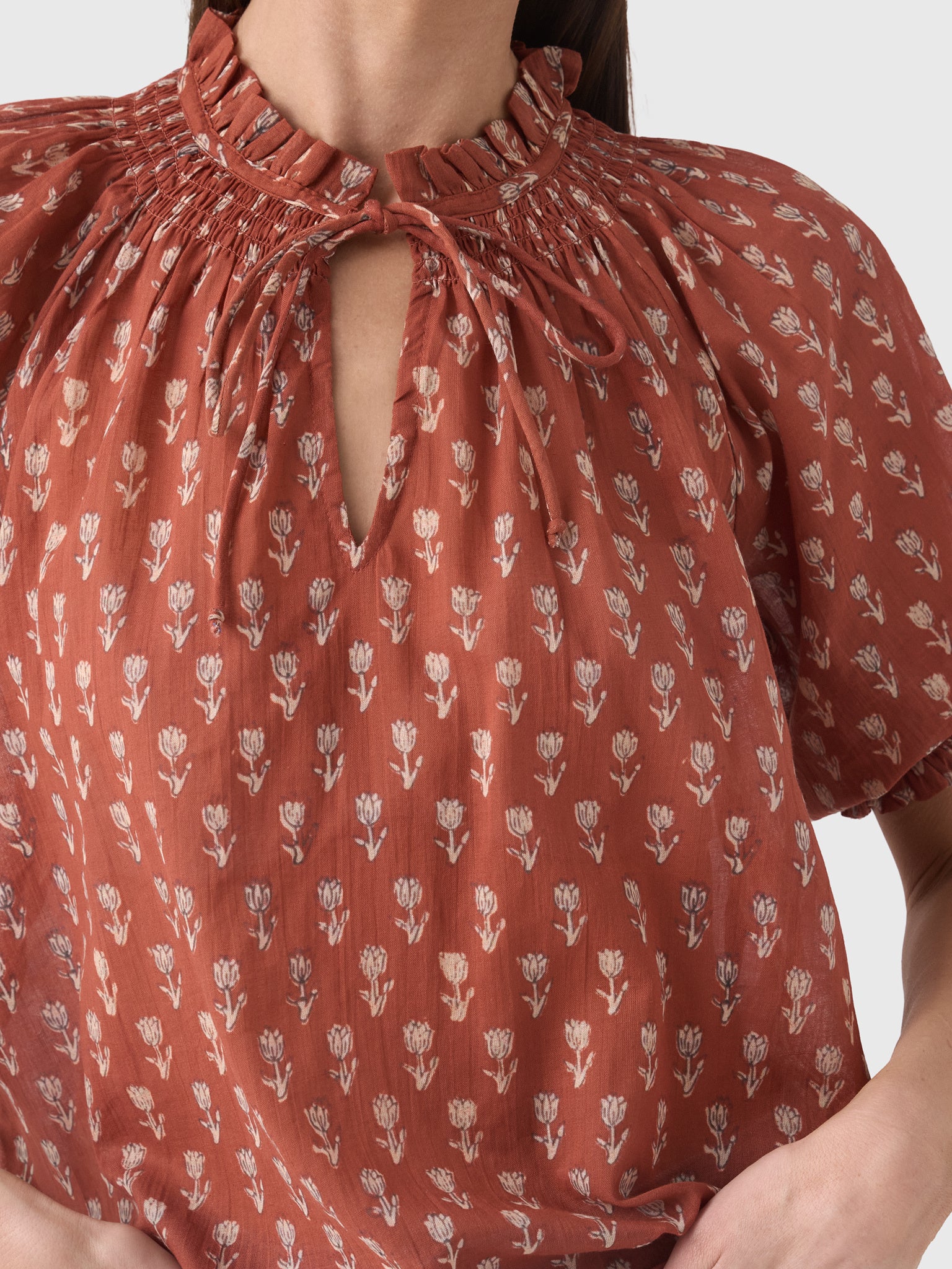 M.A.B.E Women's Ari Print Short Sleeve Top - Saint Bernard