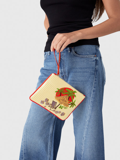 Alemais Island Cove Embroidered Clutch