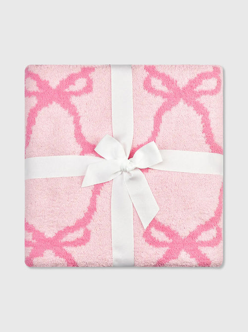 Iscream Sweet Trellis Bow Cozy Knit Blanket - Saint Bernard