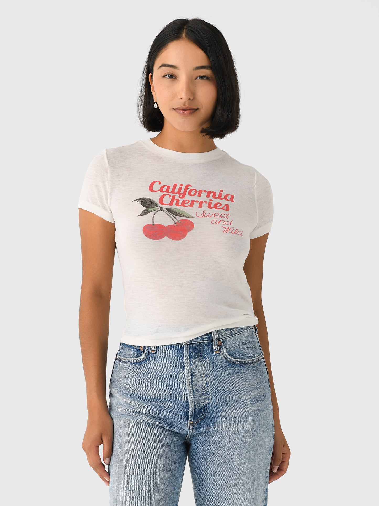 Re/Done Women's Cherries Tiny Tee - Saint Bernard