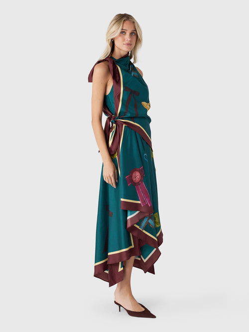 Alemais Women's Rosette Silk Scarf Midi Dress