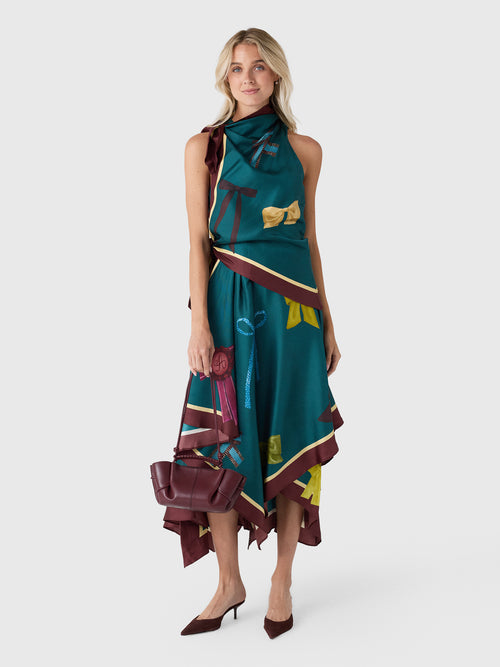 Alemais Women's Rosette Silk Scarf Midi Dress