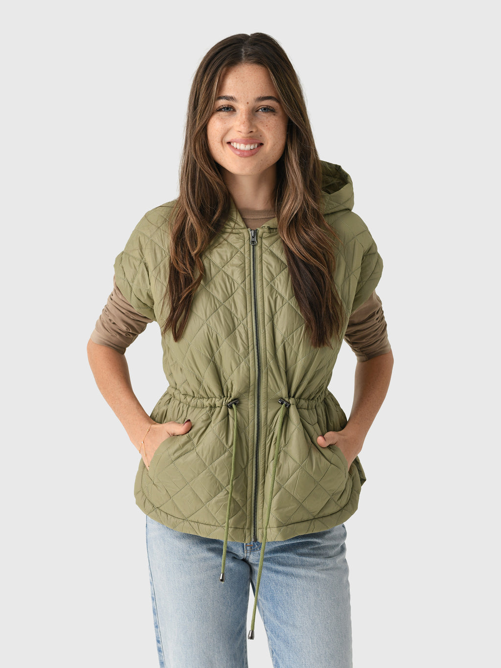 Eche Women's Anorak Hoodie Puffer Vest - Saint Bernard