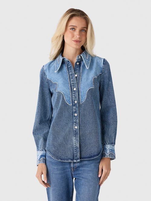 Alemais Women's Jesse Denim Appliqué Shirt
