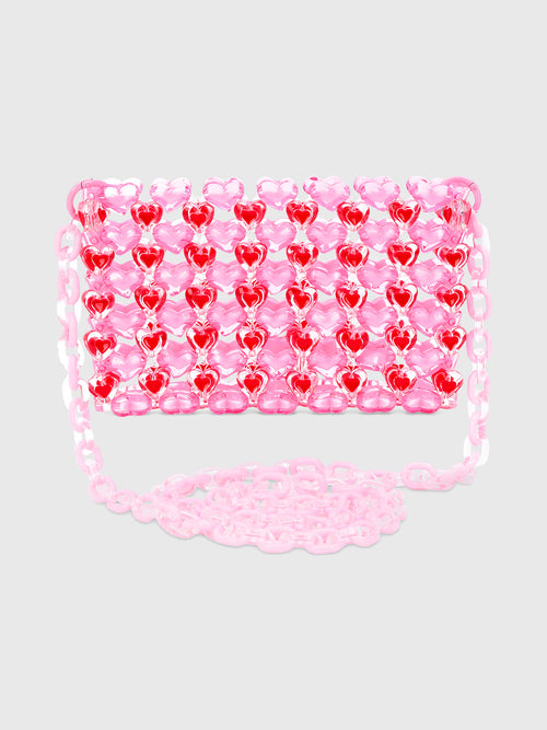 Iscream Pink Hearts Beaded Crossbody Bag - Saint Bernard