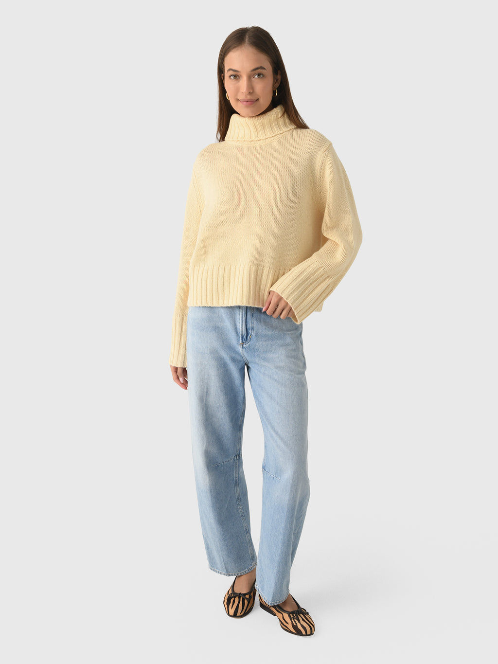 Jenni Kayne Women's Cropped Cashmere Jet Turtleneck - Saint Bernard