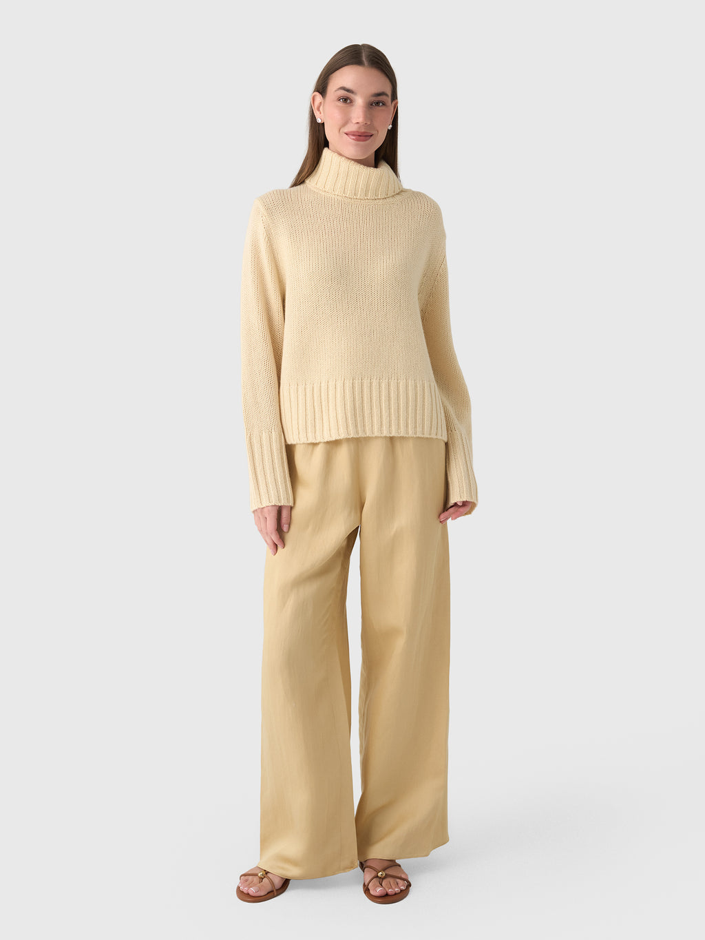 Jenni Kayne Women's Cropped Cashmere Jet Turtleneck - Saint Bernard