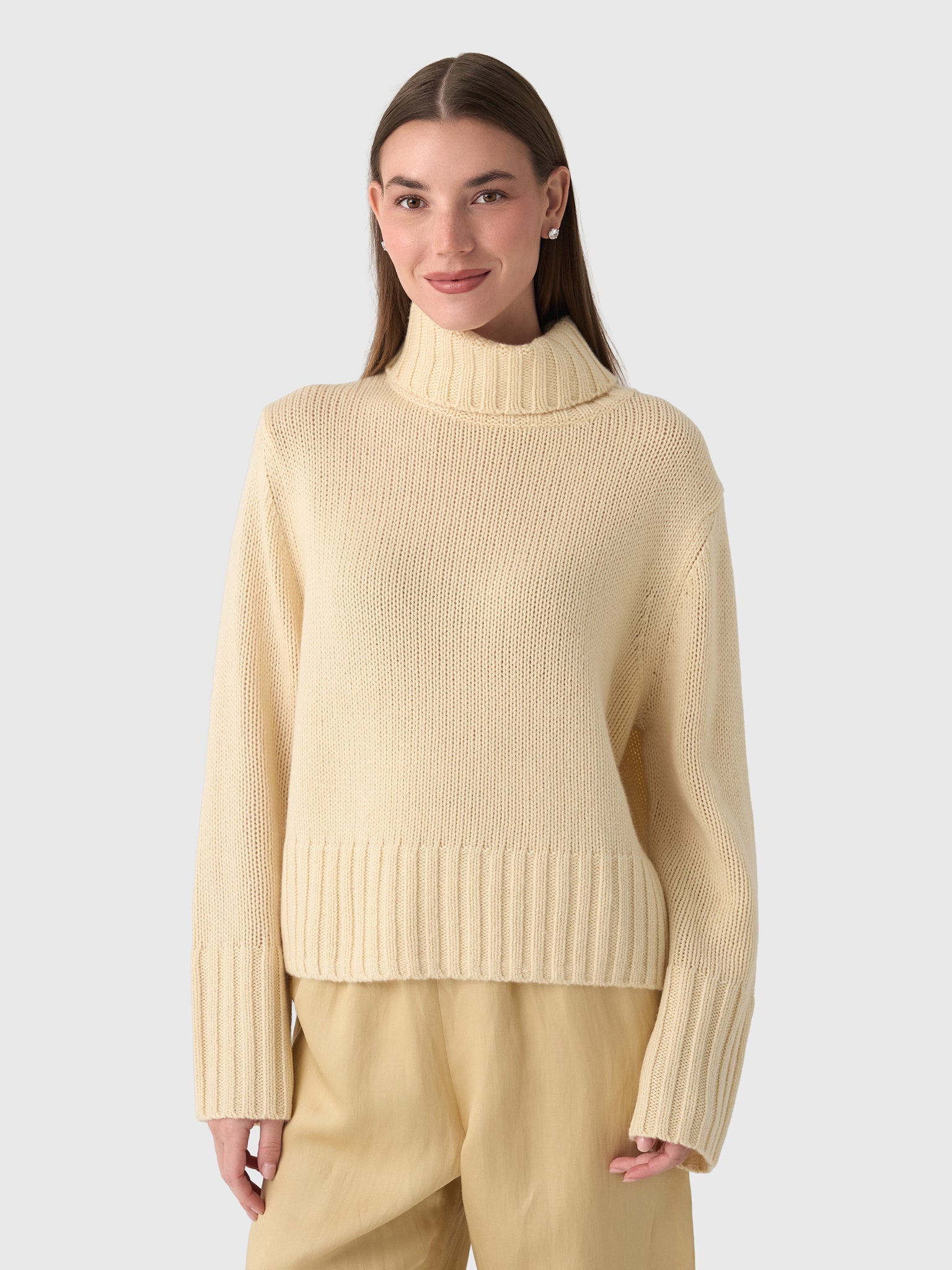 Jenni Kayne Women's Cropped Cashmere Jet Turtleneck - Saint Bernard
