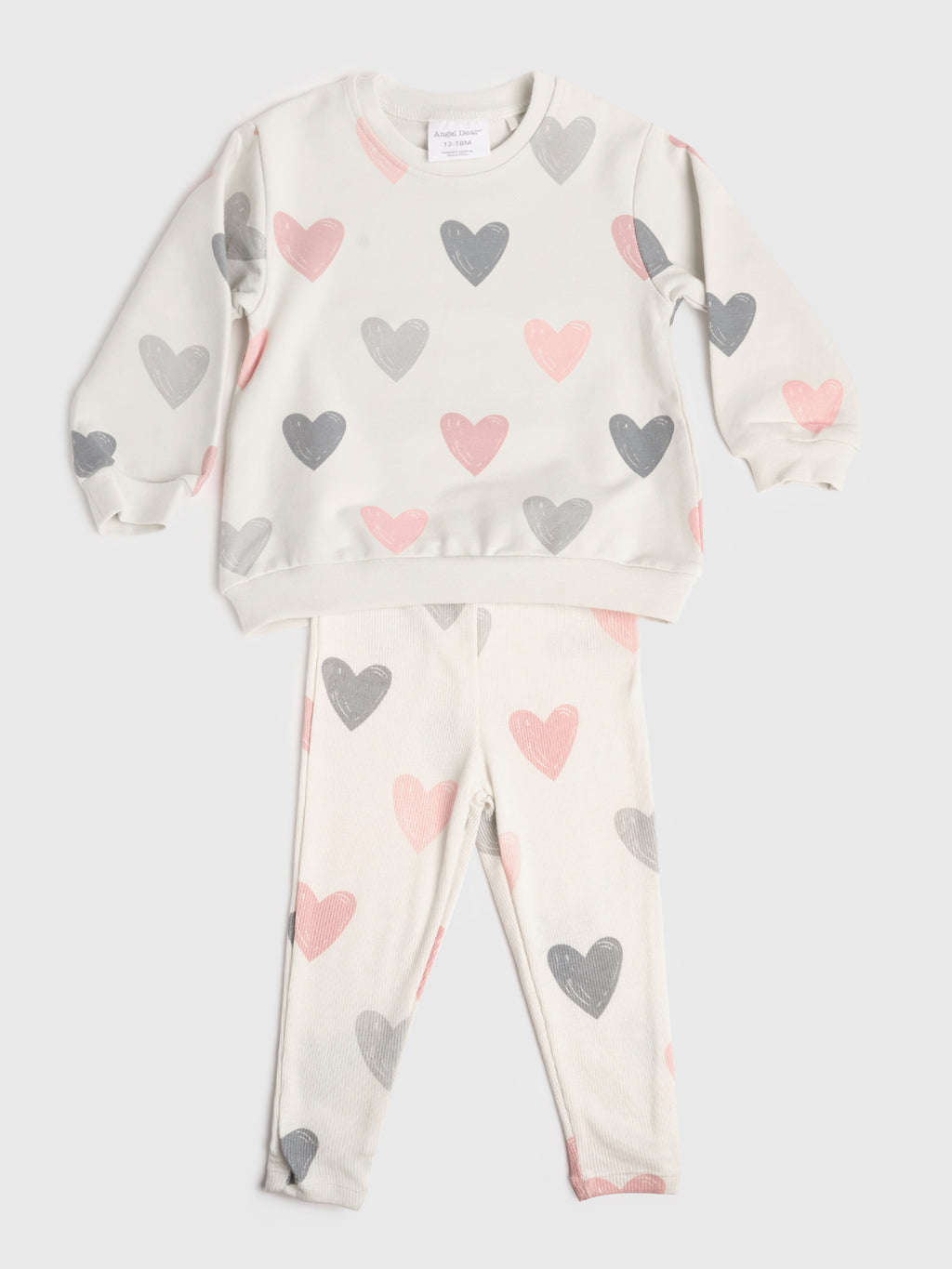 Angel Dear Girls' Hearts Puffy Long Sleeve Sweatshirt + Legging Set - Saint Bernard