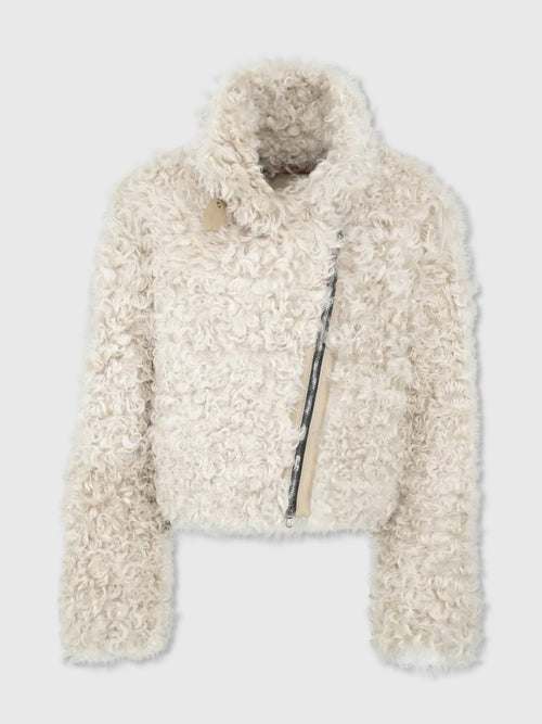 Frauenschuh Women's Ada Curly Fur Lambskin Jacket - Saint Bernard