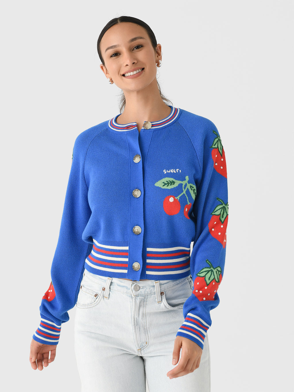 Mother Women's The Crop Rib Cardigan - Saint Bernard