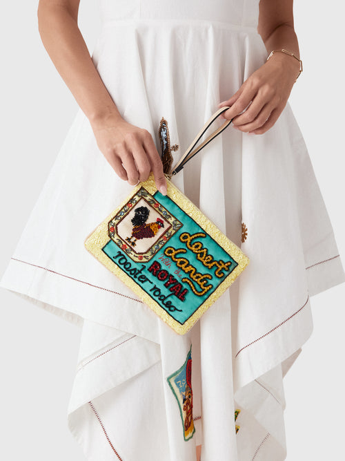 Alemais Ace Rooster Embellished Clutch