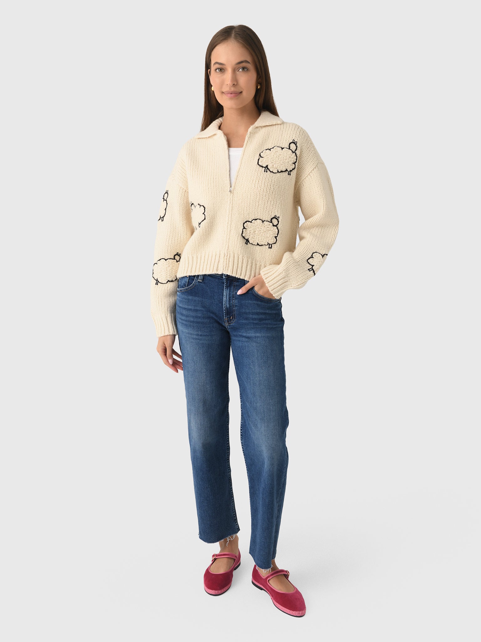 Mother Women's The Crop Raquette Cardigan - Saint Bernard