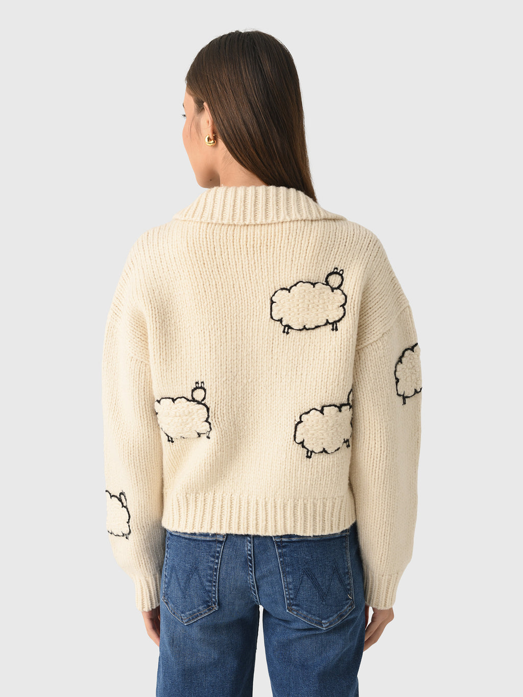 Mother Women's The Crop Raquette Cardigan - Saint Bernard