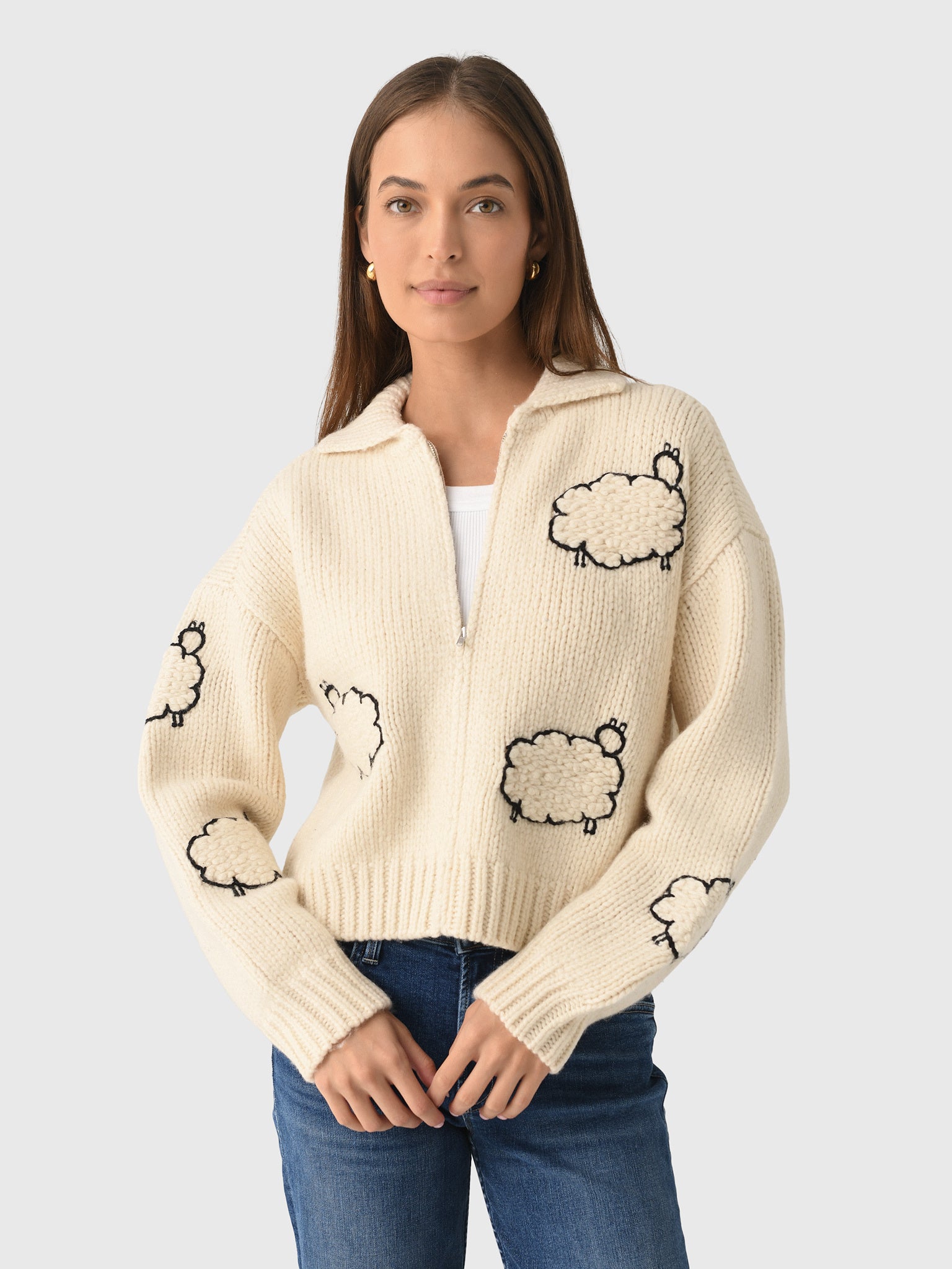 Mother Women's The Crop Raquette Cardigan - Saint Bernard