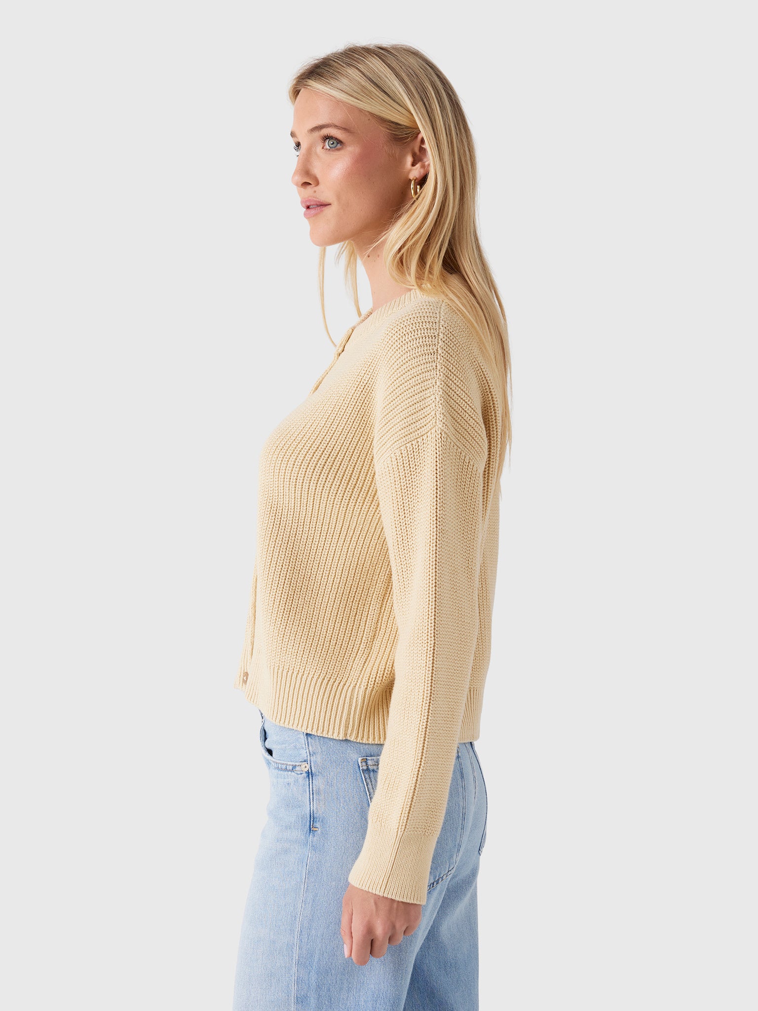 Jenni Kayne Women's Cotton Hayes Crewneck Cardigan - Saint Bernard