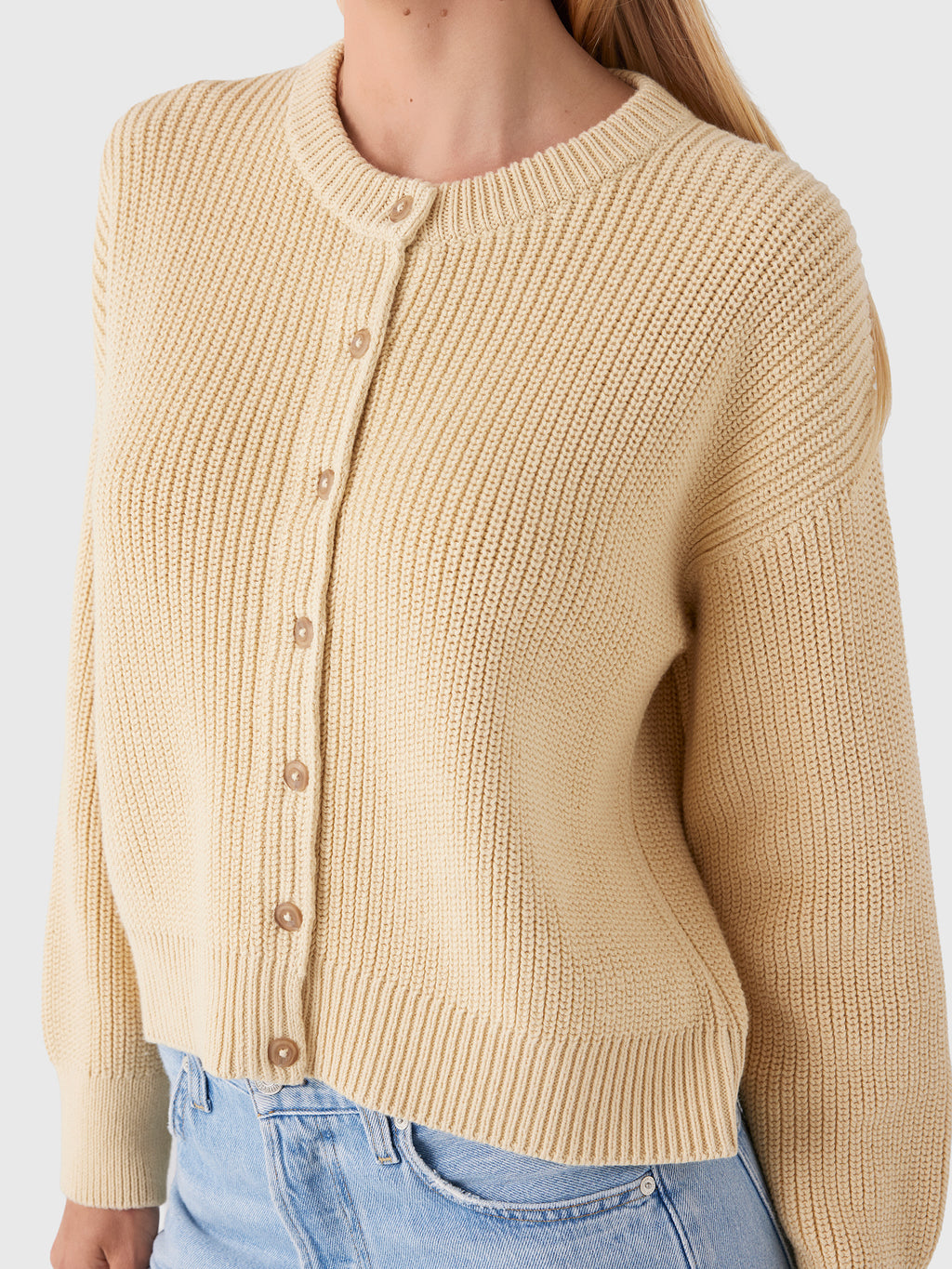 Jenni Kayne Women's Cotton Hayes Crewneck Cardigan - Saint Bernard
