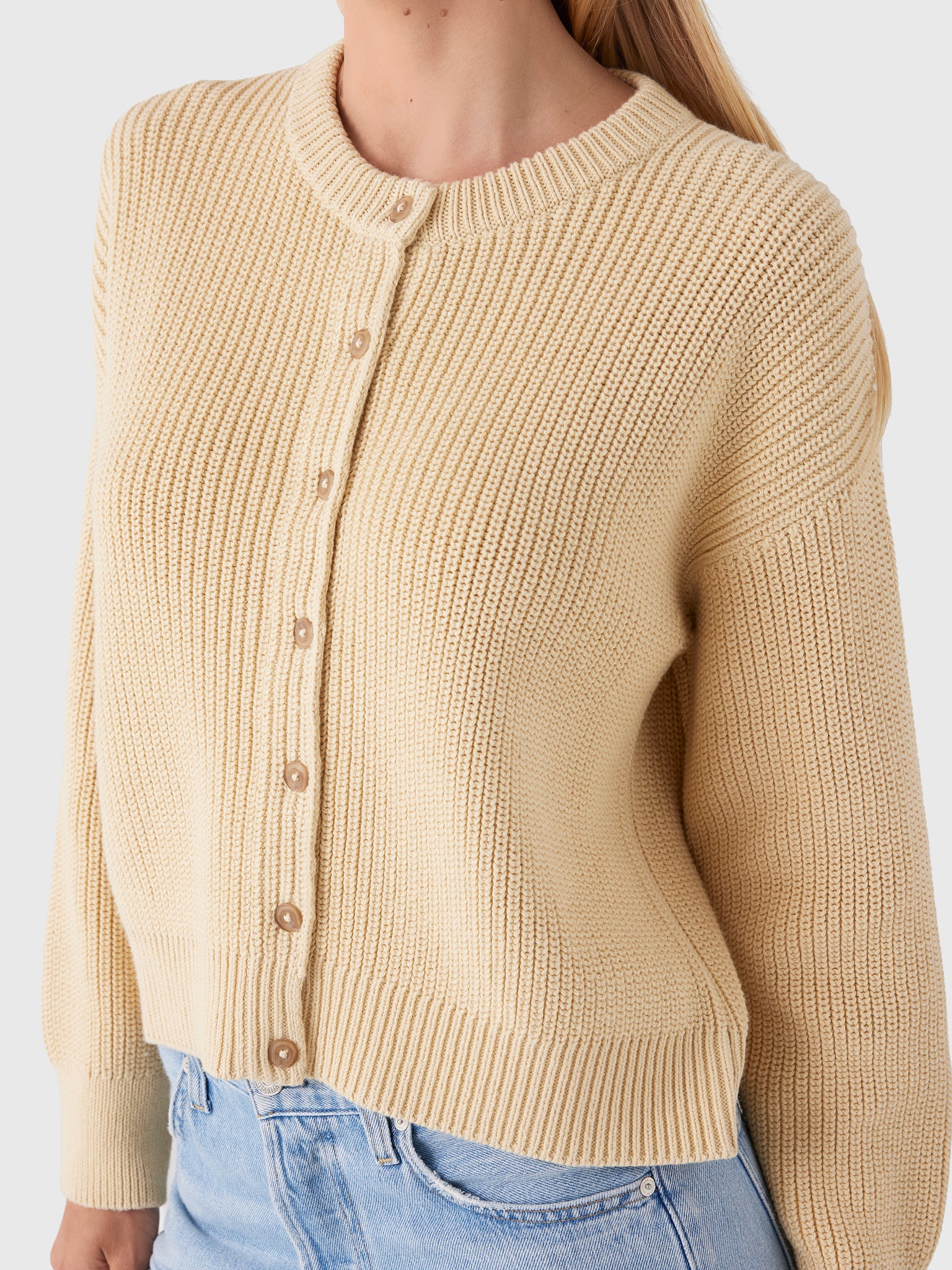 Jenni Kayne Women's Cotton Hayes Crewneck Cardigan - Saint Bernard