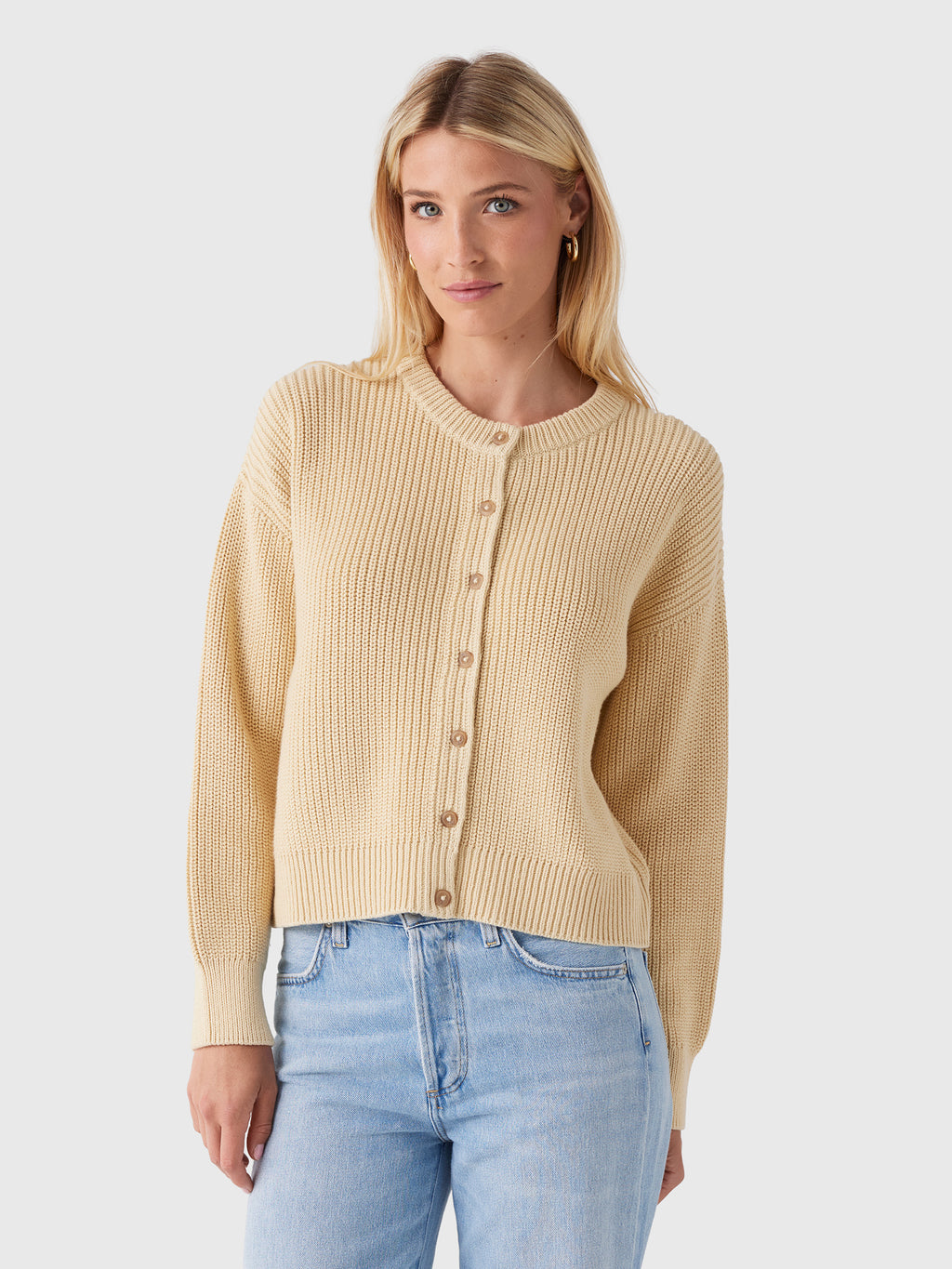 Jenni Kayne Women's Cotton Hayes Crewneck Cardigan - Saint Bernard