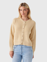 Jenni Kayne Women's Cotton Hayes Crewneck Cardigan - Saint Bernard