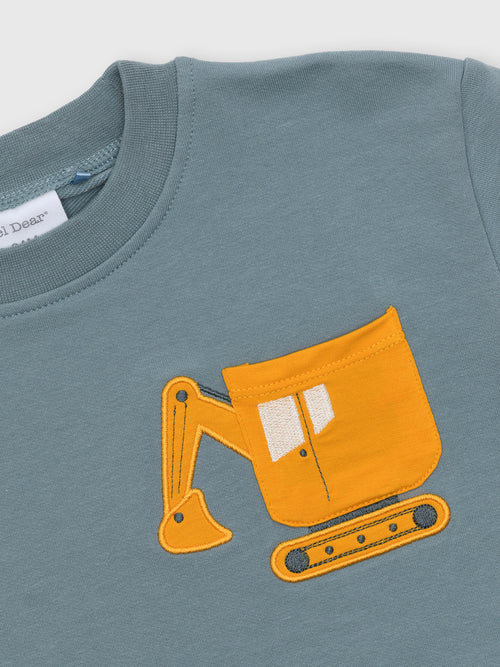 Angel Dear Baby Boys' Digger Drop Sleeve Sweatshirt - Saint Bernard