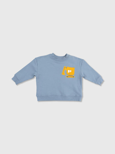Angel Dear Baby Boys' Digger Drop Sleeve Sweatshirt