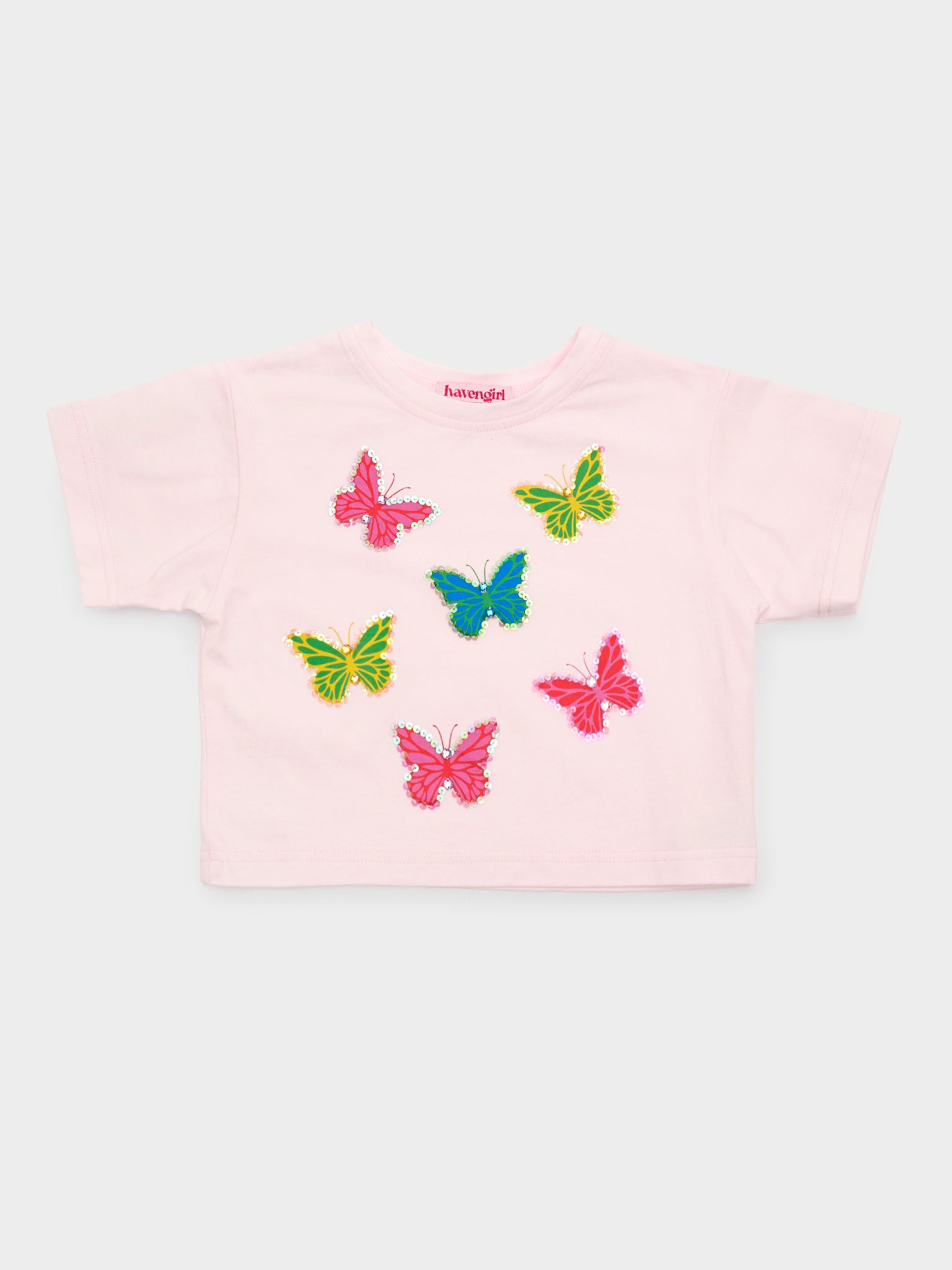 Haven Girl Girls' Multi Butterfly Box Tee - Saint Bernard
