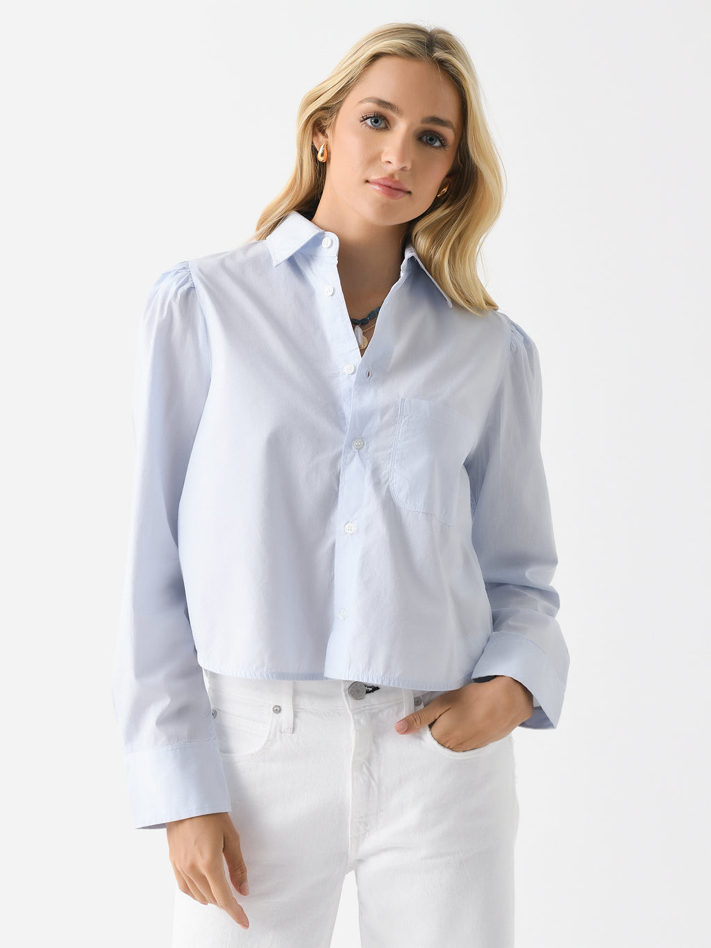 Citizens Of Humanity Women's Nia Puff Sleeve Crop Shirt - Saint Bernard