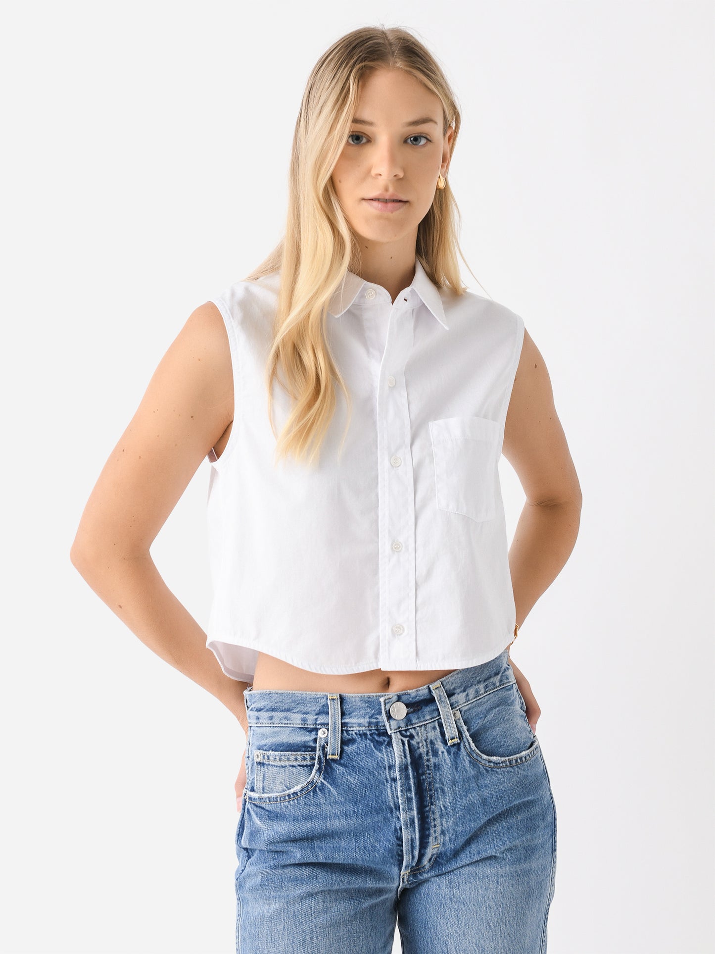 Citizens Of Humanity Women's Anders Sleeveless Crop Shirt - Saint Bernard