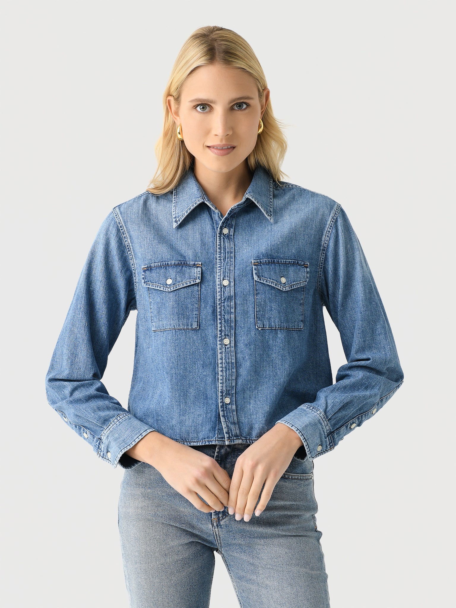 Citizens Of Humanity Women's Baby Shay Cropped Shirt - Saint Bernard