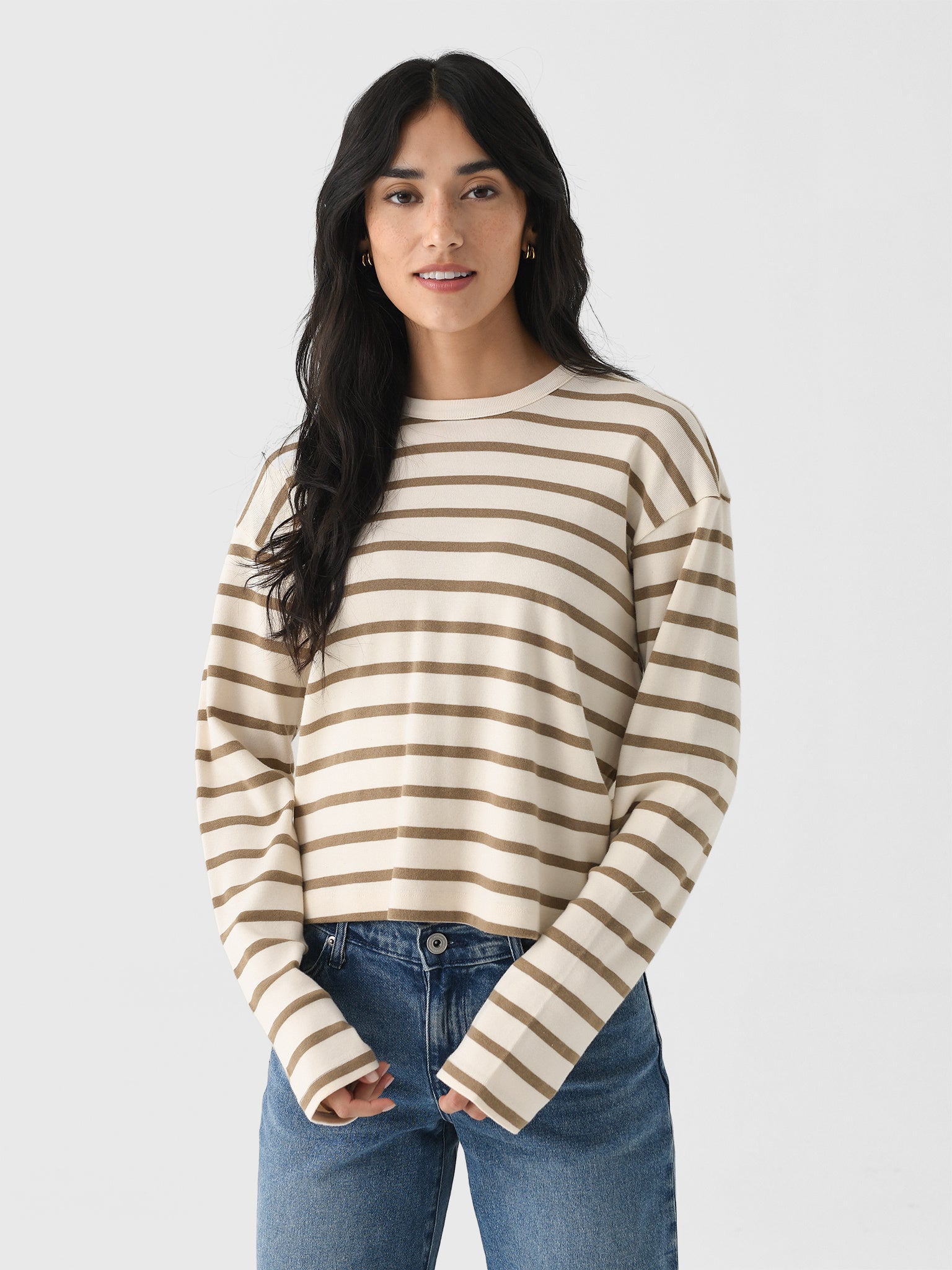 Citizens Of Humanity Women's Sabine Cropped Long Sleeve Tee - Saint Bernard