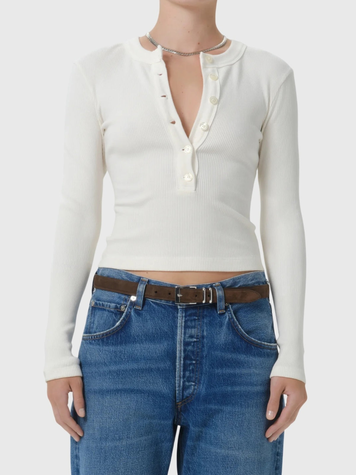 Citizens Of Humanity Women's Varra Henley Top - Saint Bernard