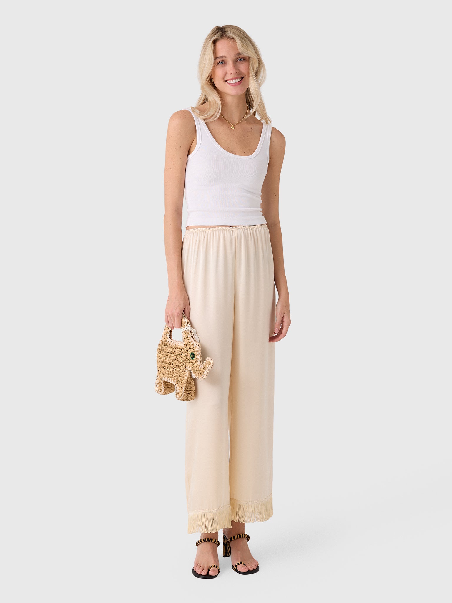 DÔEN Women's Lavon Fringe Pant - Saint Bernard