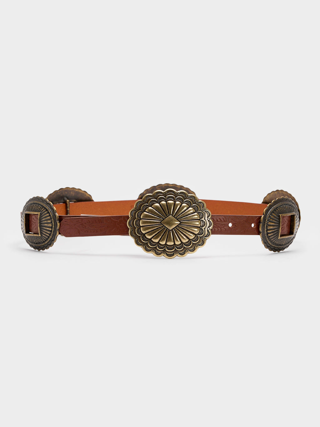 The Great X Stetson Women's The Tooled Leather Concho Belt - Saint Bernard