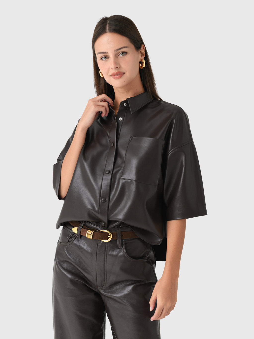 Citizens Of Humanity Women's Frances Cropped Caped Button Up Shirt - Saint Bernard