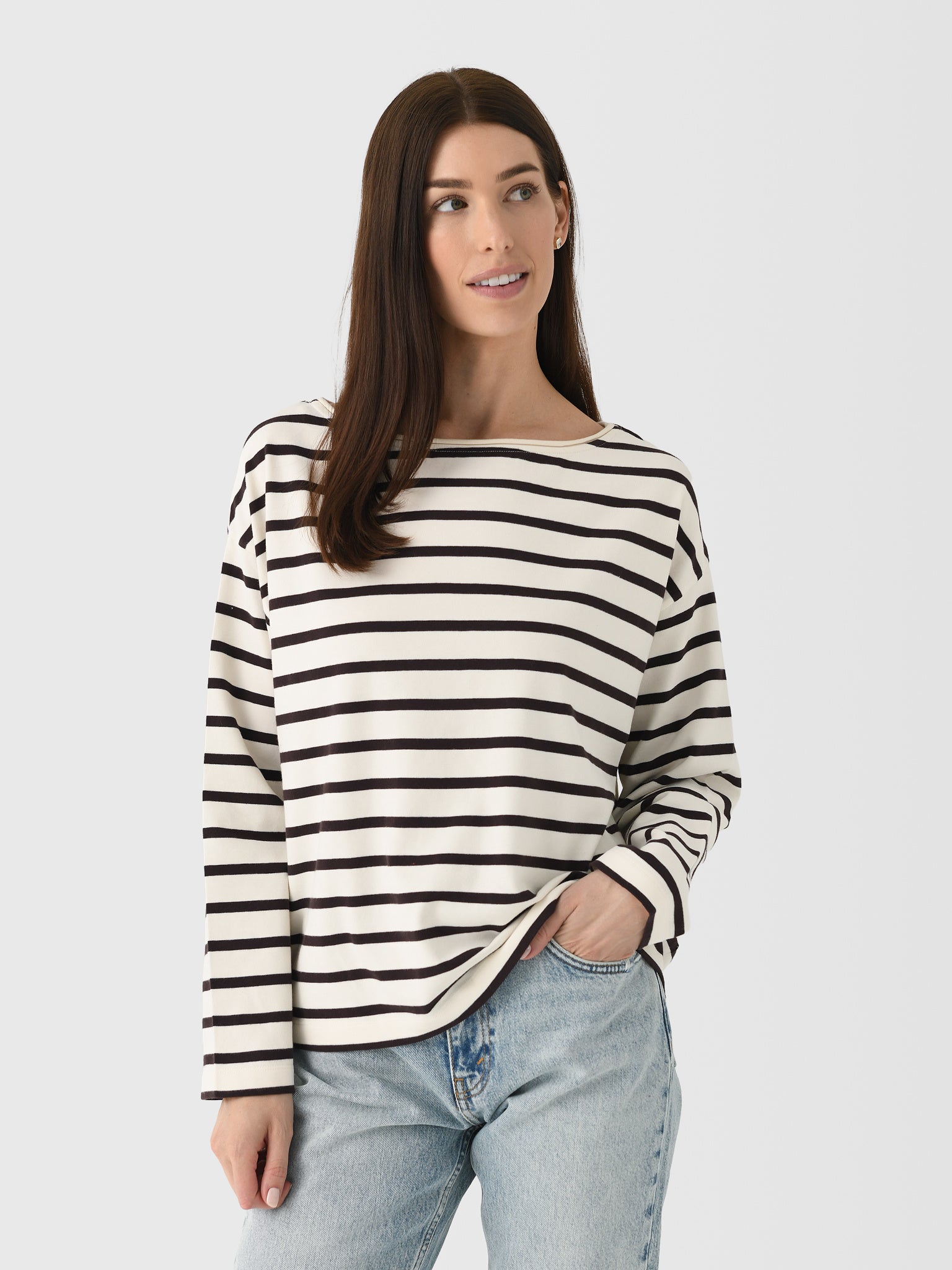 Citizens Of Humanity Women's Boat Neck Long Sleeve Tee - Saint Bernard