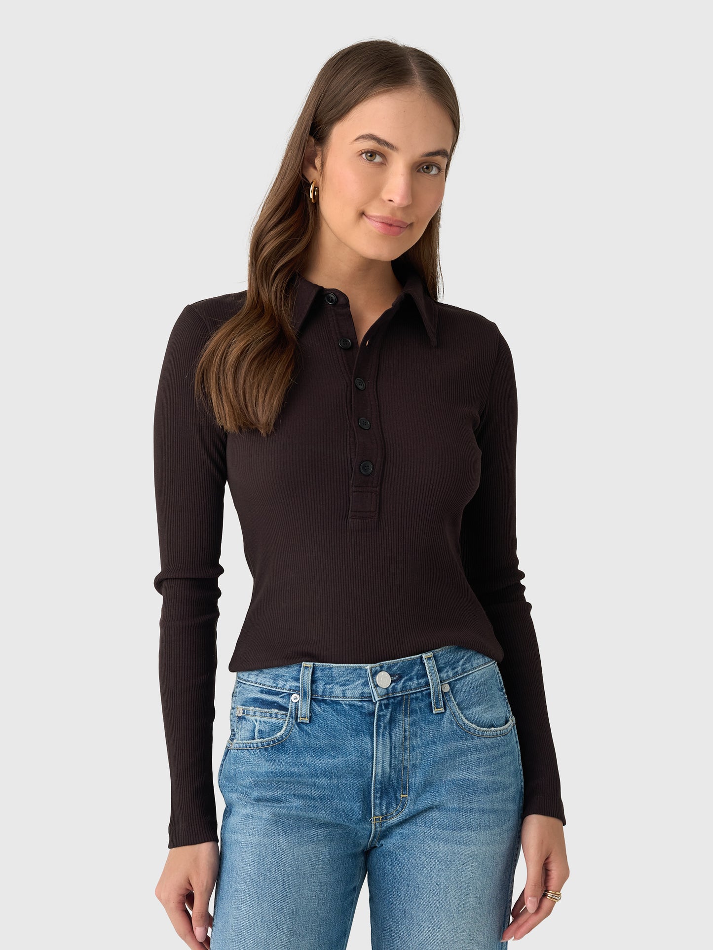 Citizens Of Humanity Women's Long Sleeve 60s Polo - Saint Bernard