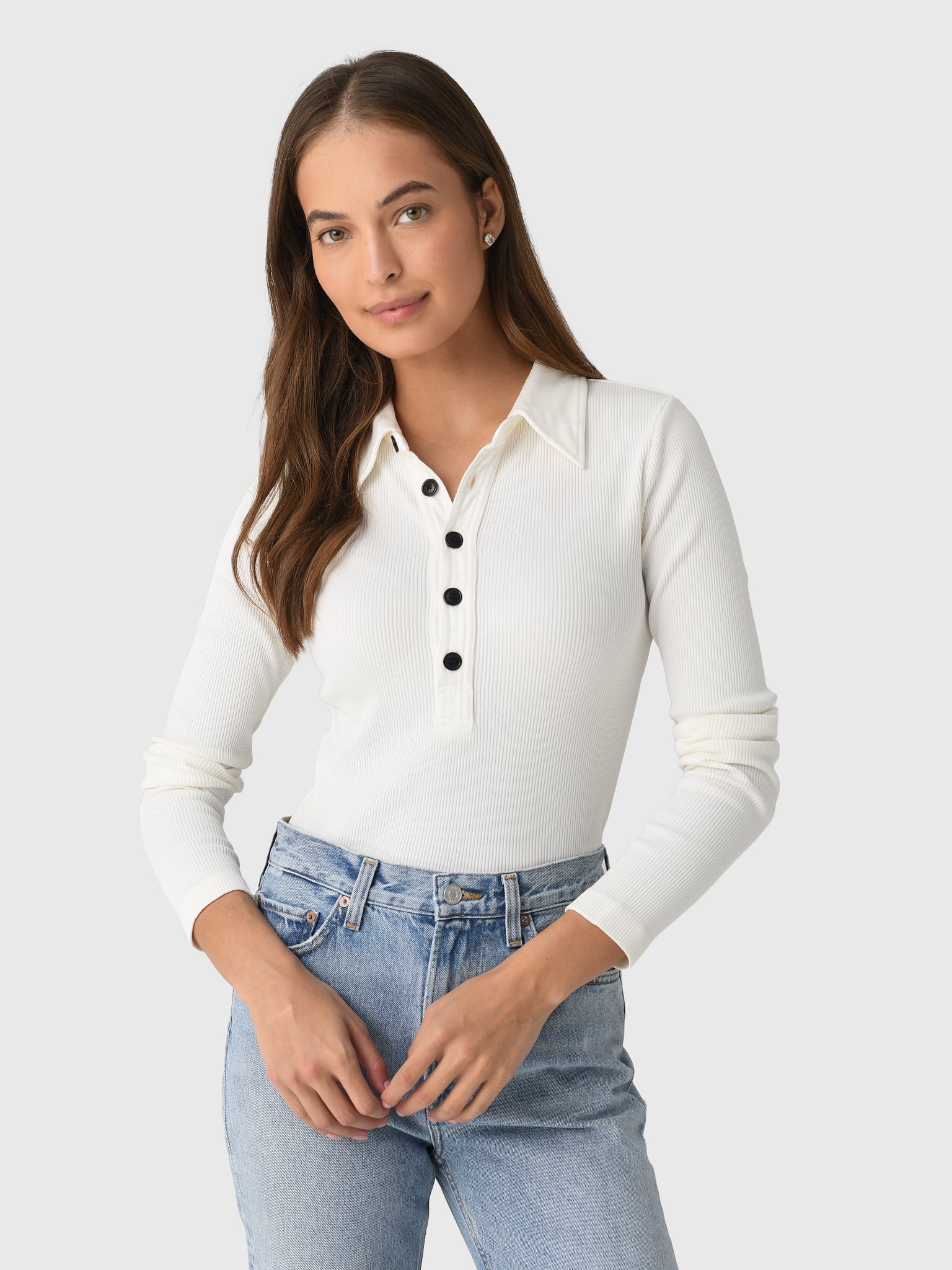 Citizens Of Humanity Women's Long Sleeve 60s Polo - Saint Bernard